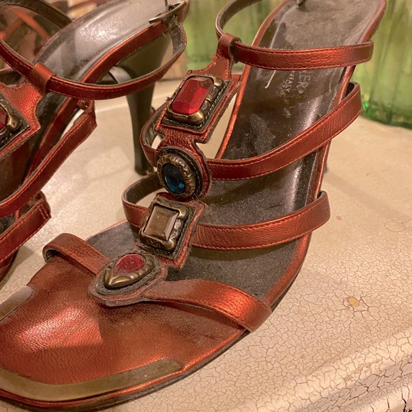Stuart Weitzman Bronze Multi Gem Sandals - Picture 3 of 5